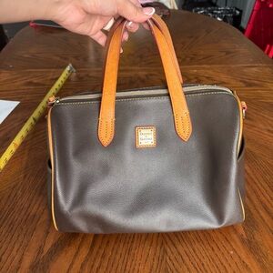 Dooney and Bourke Dark‎ Brown and Tan Zipper Olivia Satchel Handbag
